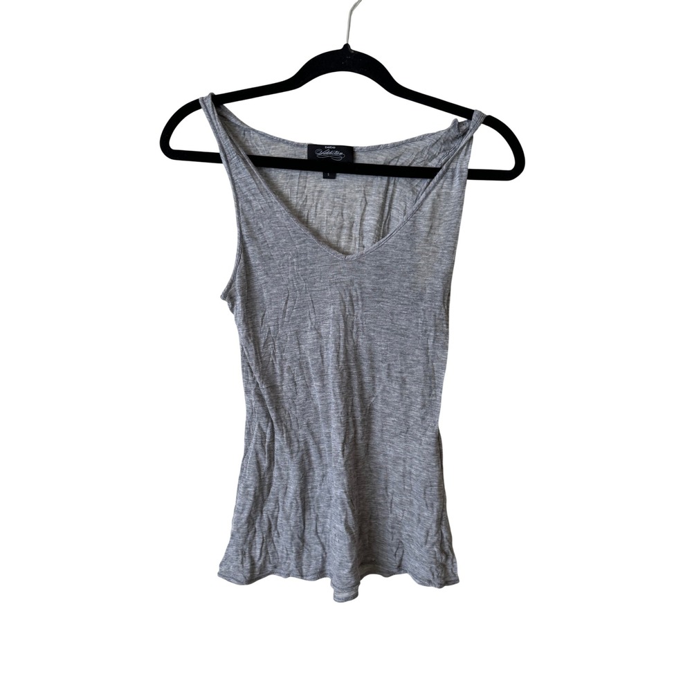 Bebe Addiction Grey V-Neck Scoop Sleeveless Tank Top Size Small